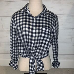 J. Crew Black/White Checkered Flannel